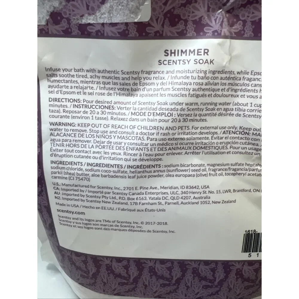 Rare Retired Scentsy Shimmer‎ Bath Soak Epsom Himalayan Salts 2 Lbs New Sealed
